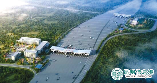 空中俯瞰昆明南收费站大广场